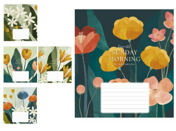 Зошит учнівський Lovely blooming у лінію 24 аркуші, УФ-лак, 024-3674L, 4 вида (ціна 1шт)  Школярик