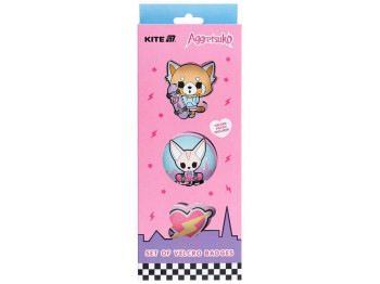 Набор бейджей на липучке, 3 штуки, Aggretsuko, Kite