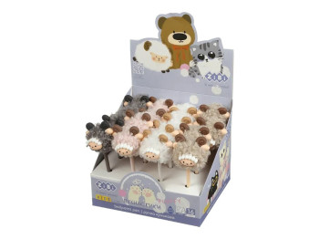 Ручка кулькова з помпоном Fluffy Lamb 0,7 мм, синя, асорті дизайнів ( ціна за 1шт) ZiBi