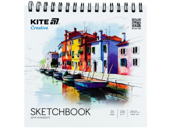 Скетчбук для акварели Kite Creative K-1285, 21х21 см, 20 листов