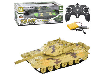 Игрушка танк на радиоуправлении 2,4G, звук, свет, подвижная башня, USB-зарядное, 2 цвета (цена за 1 