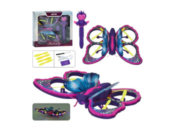 Игрушка квадрокоптер бабочка Butterfly Drone 4D-V40, 21,5 см, светящийся аккумулятор и пульт