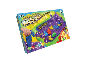 Набір для творчості з кінетичним піском KidSand 8096DT, 1200 г, з пісочницею, Danko Toys