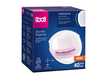 Лактаційні антибактеріальні прокладки Discreet Elegance 40 шт. білі. LOVI 19/602new