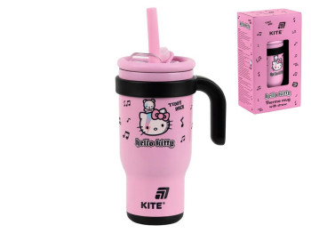 Термокружка с трубочкой 530мл Hello Kitty Kite HK25-1266