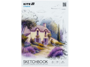 Скетчбук A4 для работ карандашами  Kite Creative K-1278, 30 листов