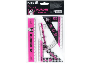 Набор для чертежа Kite Kuromi HK25-282, линейка 15 см, 2 угольника, транспортир, Kite