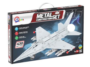 Конструктор металевий літак F-16 Construction Set, 39 см, 430 деталей, Технок