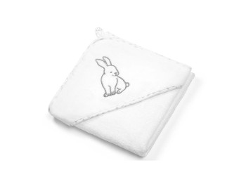 Рушник велюровий з капюшоном білий Кролик 100х100 см. BabyOno 540/01