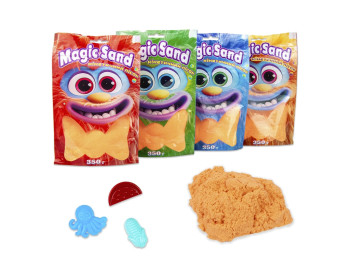 Кинетический песок Magic Sand оранжевый в пакете, 350 г, для лепки, Strateg