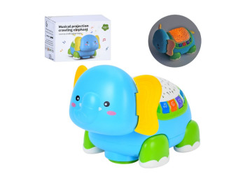 Игрушка ночник слон, проектор, музыка, звуки природы, ездить, подвижные ушки