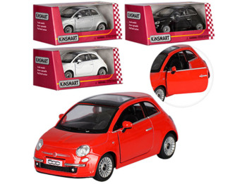 Машинка інерційна металева Fiat 500, KT5345W, 12,5 см, відкриваються двері, Kinsmart