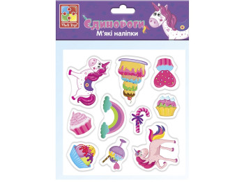 Набор для творчества, Мягкие наклейки, Единороги, Vladi Toys