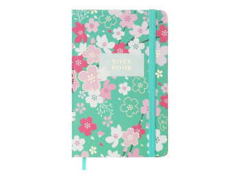 Книжка записна BLOSSOM, на гумці, А6, 80 арк., клітинка., офсет крем., тв.лам.обл., блакитна, Buroma