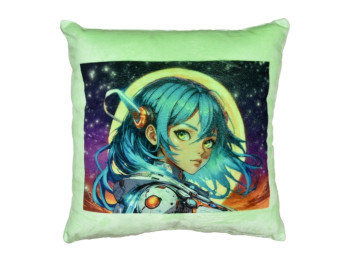Подушка декоративна з принтом Anime дівчина у мистецькому світі, 35x35 см, плюш, Strateg