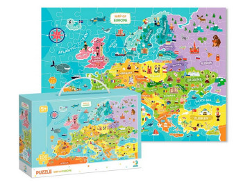 Пазл Мапа Європи, Англійська версія, 100 елементів, DoDo 300124