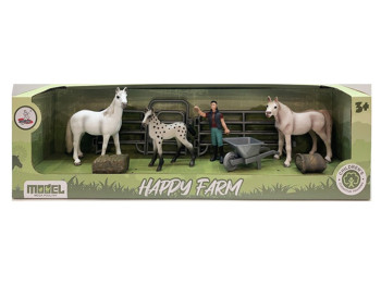Набір фігурок ферма XTY-908 13,5 см, тварини 3 шт., з возиком та парканом