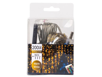Гірлянда-штора 200LED жовта від USB 3х2м, 9133-022