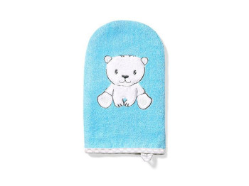 Рукавиця миюча бамбукова блакитна ведмежа. BabyOno 347/02
