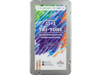 Олівці кольорові TRI-TONE 11+1 кольорів. Металева упаковка. Koh-i-Noor 3442