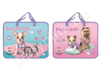 Папка пластикова А4с текстильними ручками, BEST FRIEND, KIDIS 7474