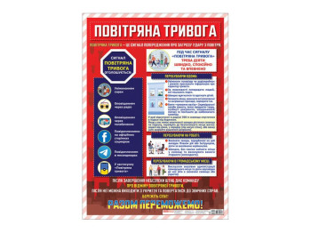Плакат “Повітряна тривога”, 1-4 класи, Наочні посібники