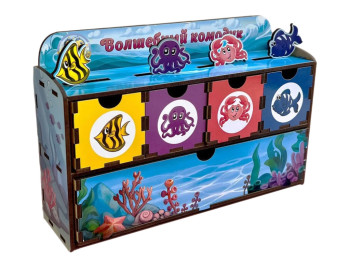 Сортер деревянный комодик Морские жители-1, 24 см, Ubumblesbees