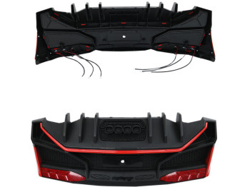Бампер задній НЕ фарбований червоний до машини M 5738. M 5738-REAR BUMPER RED