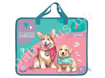 Папка пластикова А4 з текстильними ручкамі,LoveMyCorgi, KIDIS 14000
