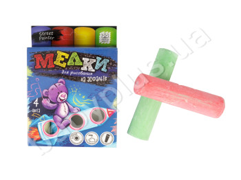 Мел для рисования на асфальте большой 4 шт, Danko Toys
