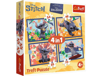 Пазлы 4 в 1 Trefl Disney Stitch The Movie Отпуск на Гавайях