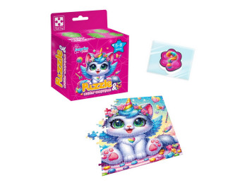 Игра развивающая пазлы и сквиш-сюрприз Котик однорожка, Vladi Toys VT8030-07