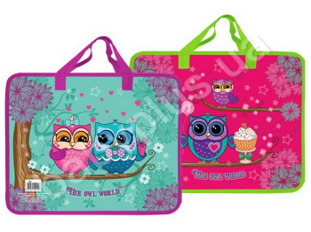 Папка пластикова з текстильними ручками KIDIS, CUTE LITTLE, OWL, 7153