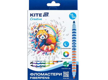 Фломастеры двусторонние Creative 12 цветов, Kite