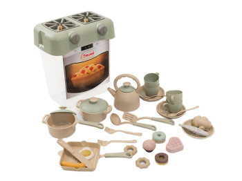 Еко-кухня-бокс 31,5 см, 34 предмети, з плитою та посудом, Doloni Toys 01480/01eco