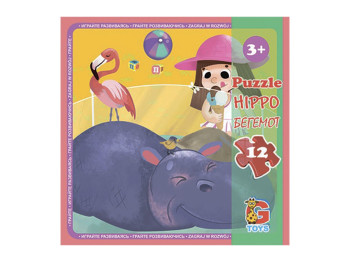 Пазлы картонные Зоопарк, 12 элементов, G-Toys LZ04