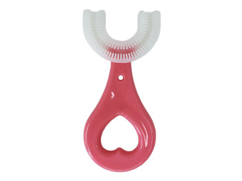 Зубна щітка-капа U-подібна, рожева, силікон, 1 предмет, MGZ-0799pink, MegaZayka