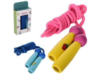 Скакалка дерев’яна MD 1875, 220 см, з мотузкою, ручки дерев'яні, BabyToys