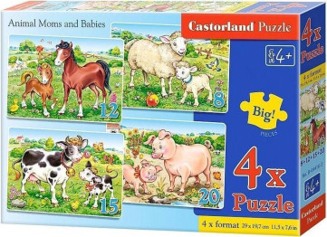 Пазлы Домашние животные, 8,12,15 и 20 элементов, Castorland