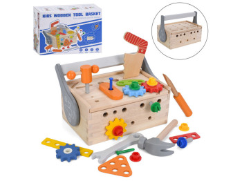 Деревянный конструктор с инструментами MD 0749, 25 см, на шурупах, BabyToys