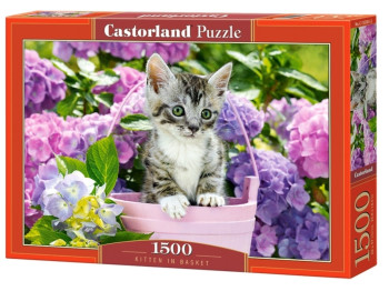 Пазлы Kitten In Basket, 1500 элементов, Castorland