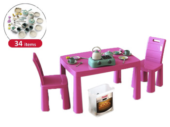 Игровой набор Кухня. TM Doloni Toys 04670-5. 34 предмета, стул и 2 стула.