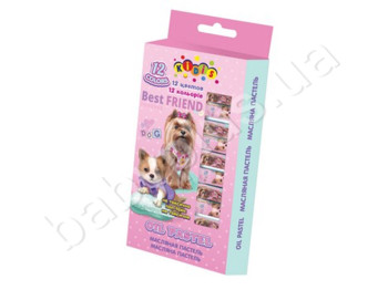 Пастель масляна 12 кольорів, BEST FRIEND, KIDIS 7651