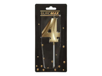 Свеча для торта цифра "4", золотая, Buromax