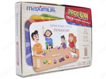 Гра настільна на пам’ять Profium, з картками та брусками, Maximus
