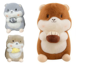 Мягкая игрушка хомяк Hamster 23 см, держит орех, 3 вида (цена за 1шт)