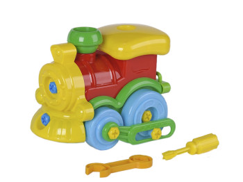 Конструктор на шурупах з викруткою ИП30003, 17 см, паровозик, Toys-plast