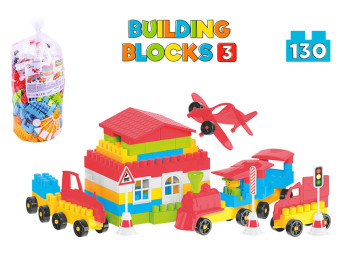 Конструктор пластиковый ТехноК Building Blocks 3, 130 деталей в пакете