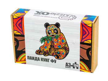 Фигурный деревянный пазл Панда Кунг Фу A3, в картонной упаковке, PuzzleOk