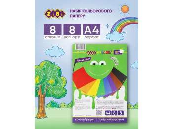 Папір кольоровий газетний А4, 8 аркушів, 8 кольорів